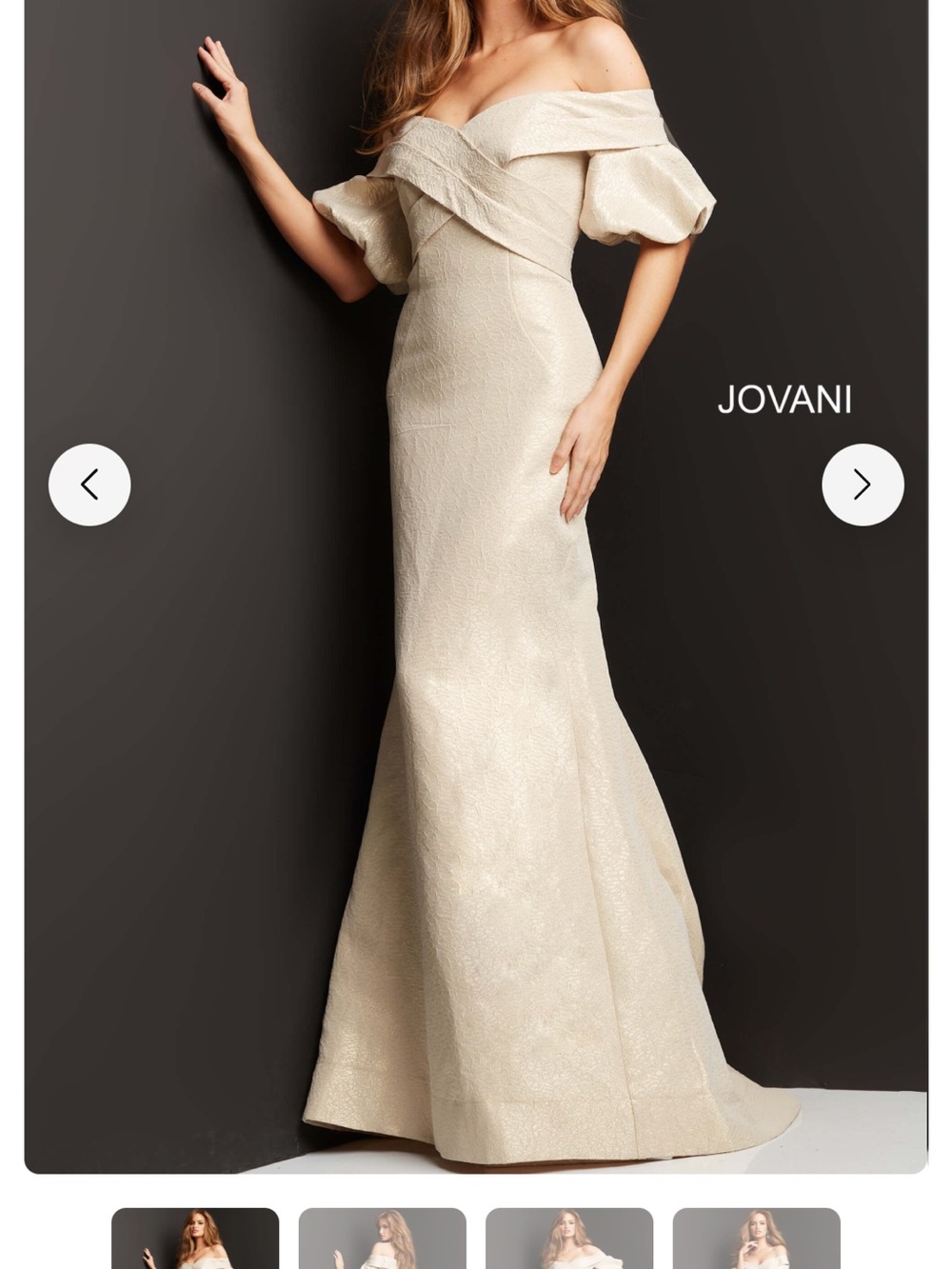 Jovani Champange Textured Evening Gown - Mother of the Bride